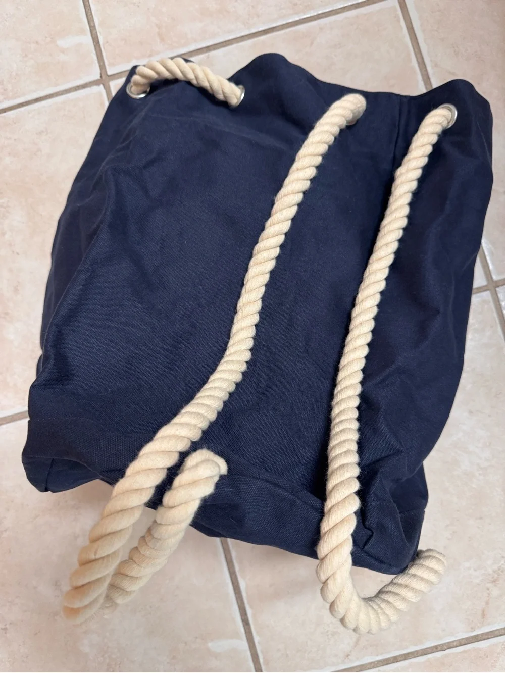 Jean Paul Gaultier Navy Canvas Drawstring Rope Backpack